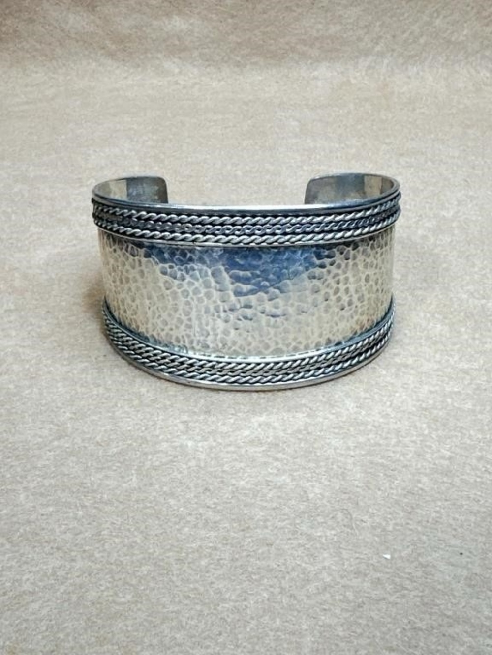 Vintage Mexican Sterling Silver 925 Hammered Wide Cuff Bracelet 2.5” Wide 33.5g